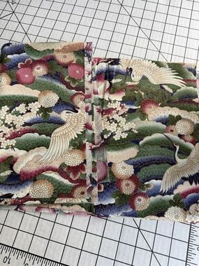 Japanese Crane Fabric 4 Yards Asian Floral Cotton Print Green Pink
